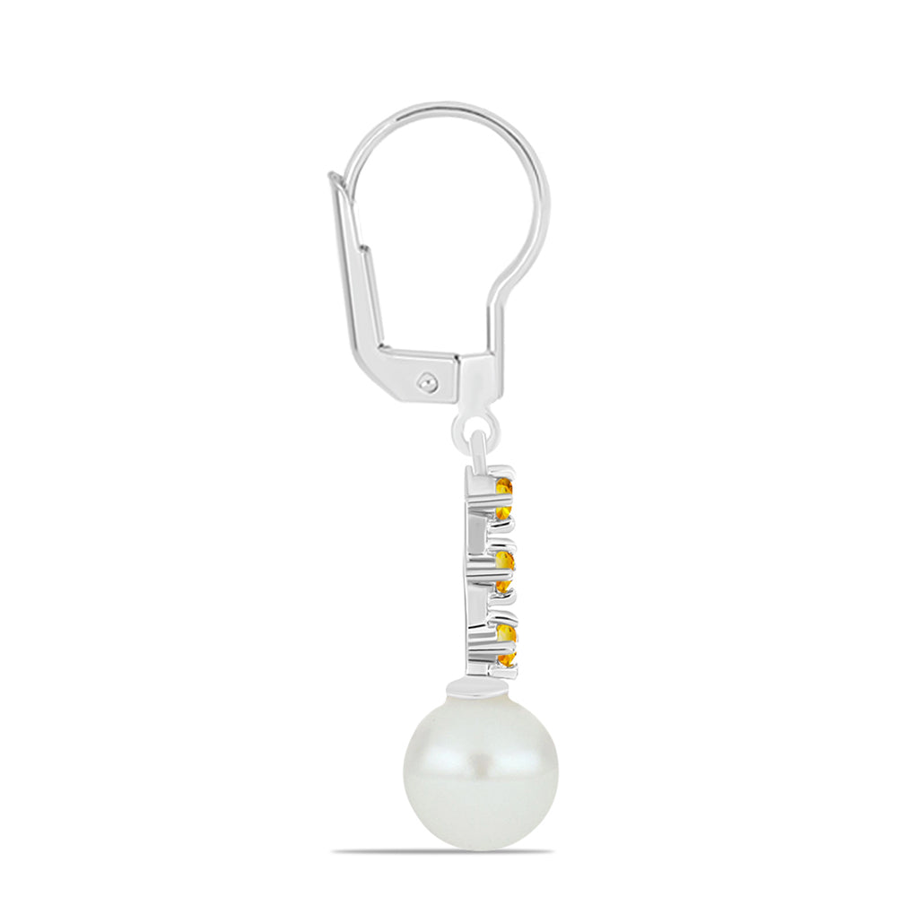 Pendientes de Plata con Citrino de los Montes Urales y Perla de Agua Dulce 2 