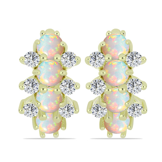 Pendientes de Plata Bañada en Oro con Ópalo Etíope de Lega Dembi y Topacio Blanco