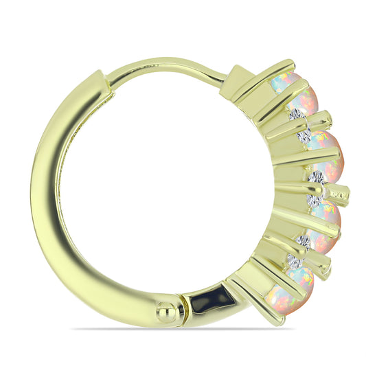 Pendientes de Plata Bañada en Oro con Ópalo Etíope de Lega Dembi y Topacio Blanco