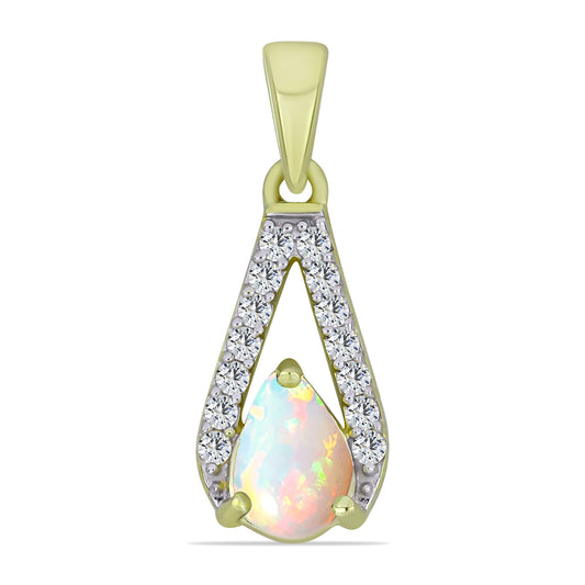 Colgante de Plata Bañada en Oro con Ópalo Etíope de Lega Dembi y Topacio Blanco