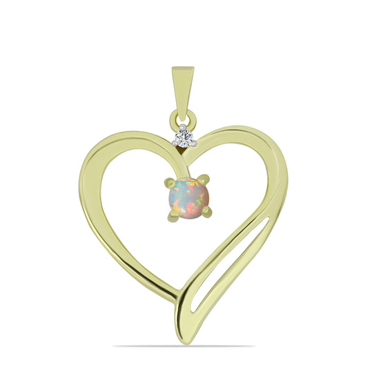 Colgante de Plata Bañada en Oro con Ópalo Etíope de Lega Dembi y Topacio Blanco