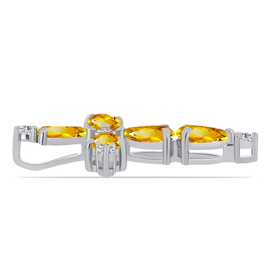 Cruz Colgante de Plata con Citrino de los Montes Urales y Topacio Blanco