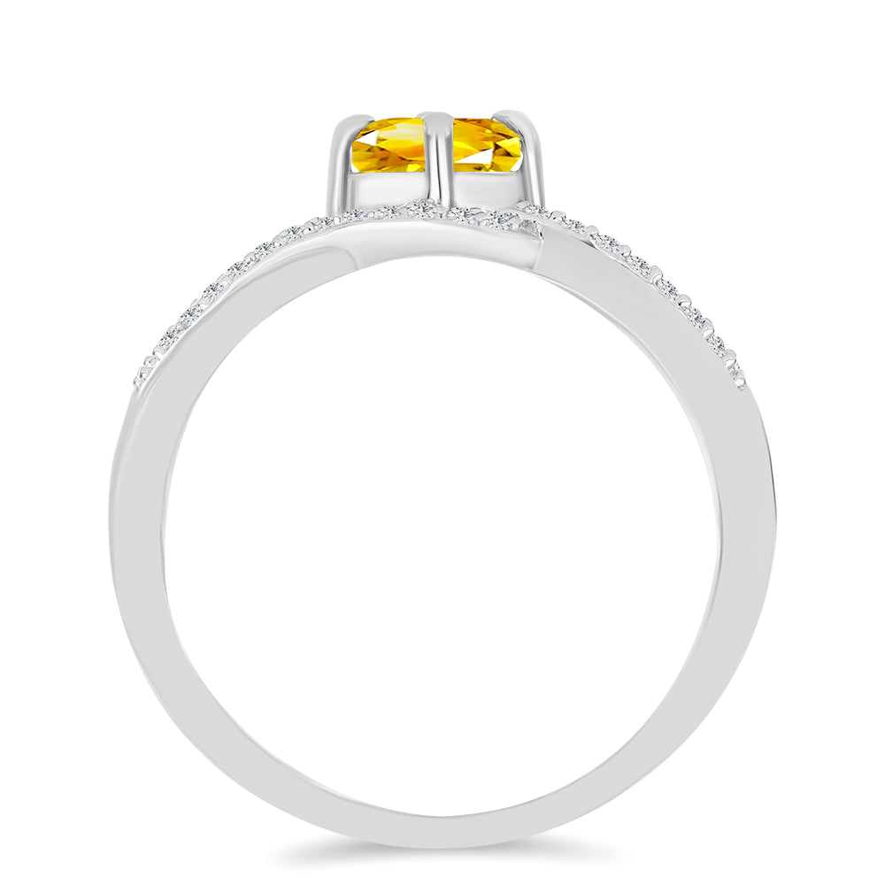 Anillo de Plata con Citrino de los Montes Urales y Topacio Blanco