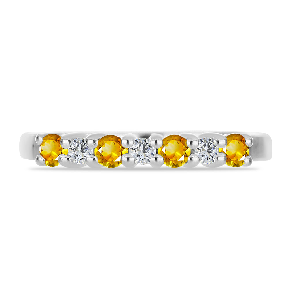 Anillo de Plata con Citrino de los Montes Urales y Topacio Blanco 2 