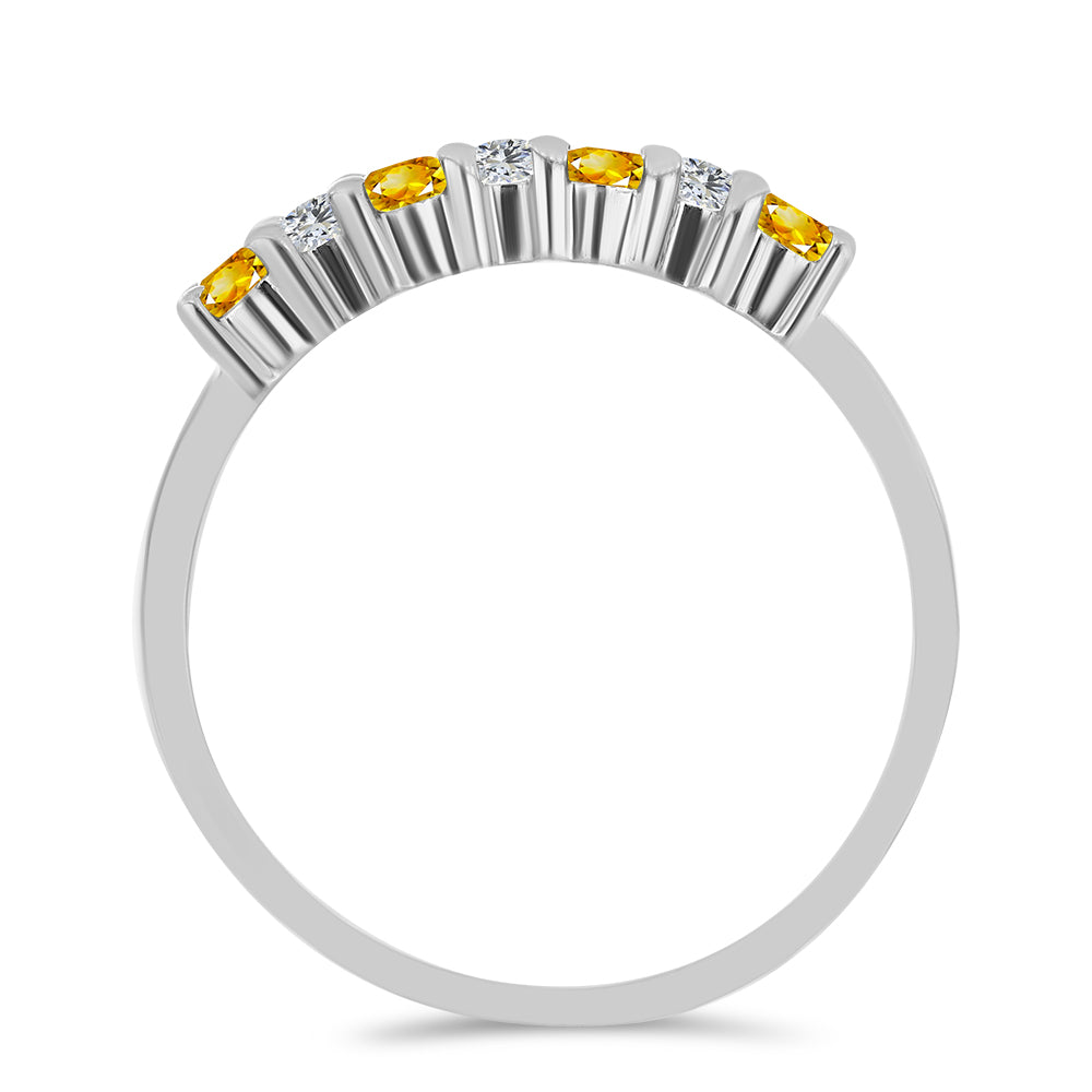 Anillo de Plata con Citrino de los Montes Urales y Topacio Blanco 3 