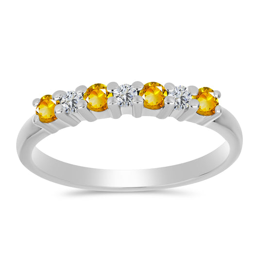 Anillo de Plata con Citrino de los Montes Urales y Topacio Blanco