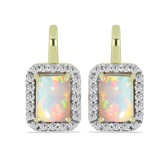 Pendientes de Plata Bañada en Oro con Ópalo Etíope de Lega Dembi y Topacio Blanco