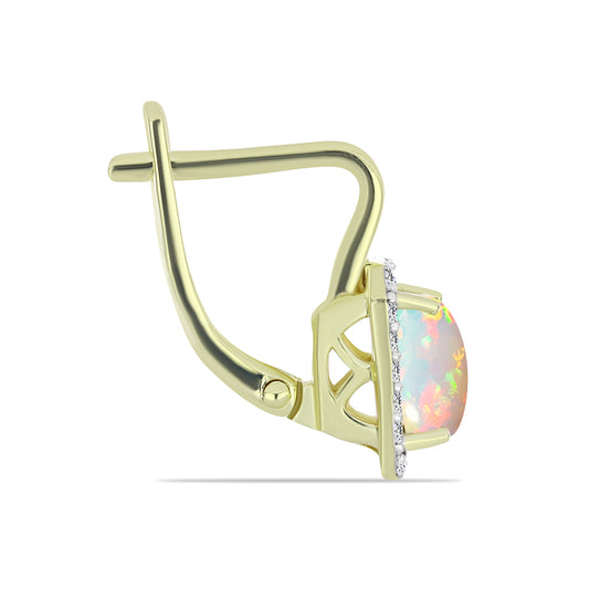 Pendientes de Plata Bañada en Oro con Ópalo Etíope de Lega Dembi y Topacio Blanco