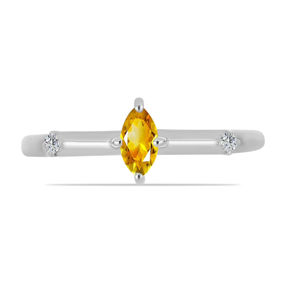 Anillo de Plata con Citrino de los Montes Urales y Topacio Blanco 2 