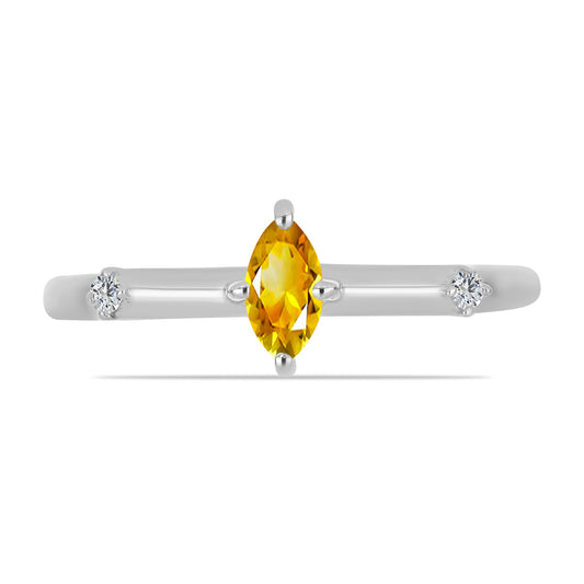 Anillo de Plata con Citrino de los Montes Urales y Topacio Blanco