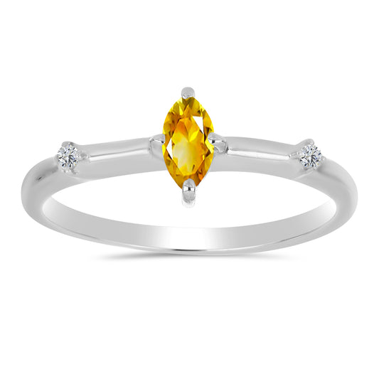 Anillo de Plata con Citrino de los Montes Urales y Topacio Blanco