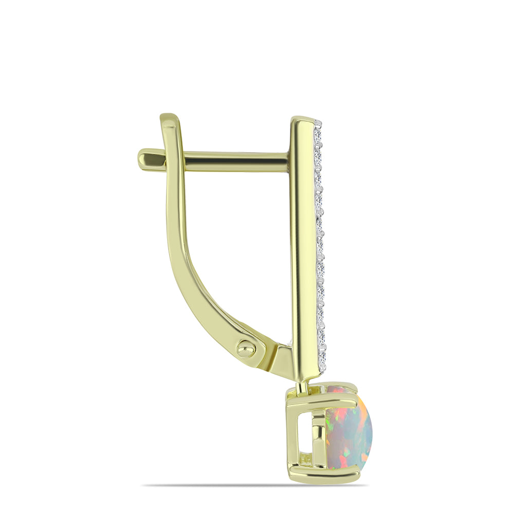 Pendientes de Plata Bañada en Oro con Ópalo Etíope de Lega Dembi y Topacio Blanco 2 