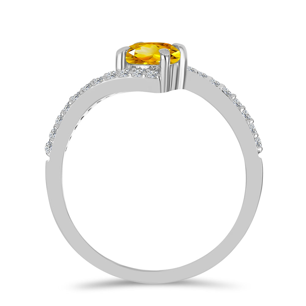 Anillo de Plata con Citrino de los Montes Urales y Topacio Blanco 3 