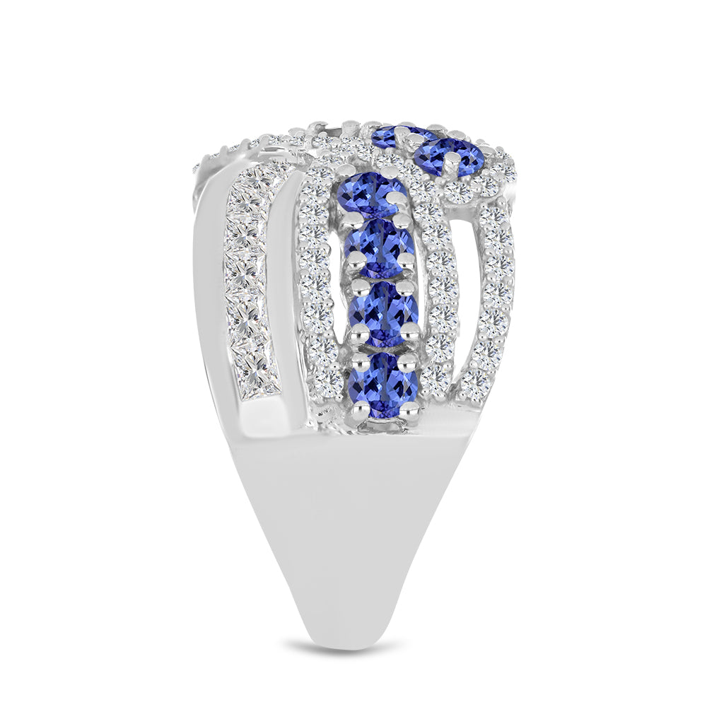 Anillo de Plata con Tanzanita y Topacio Blanco 4 