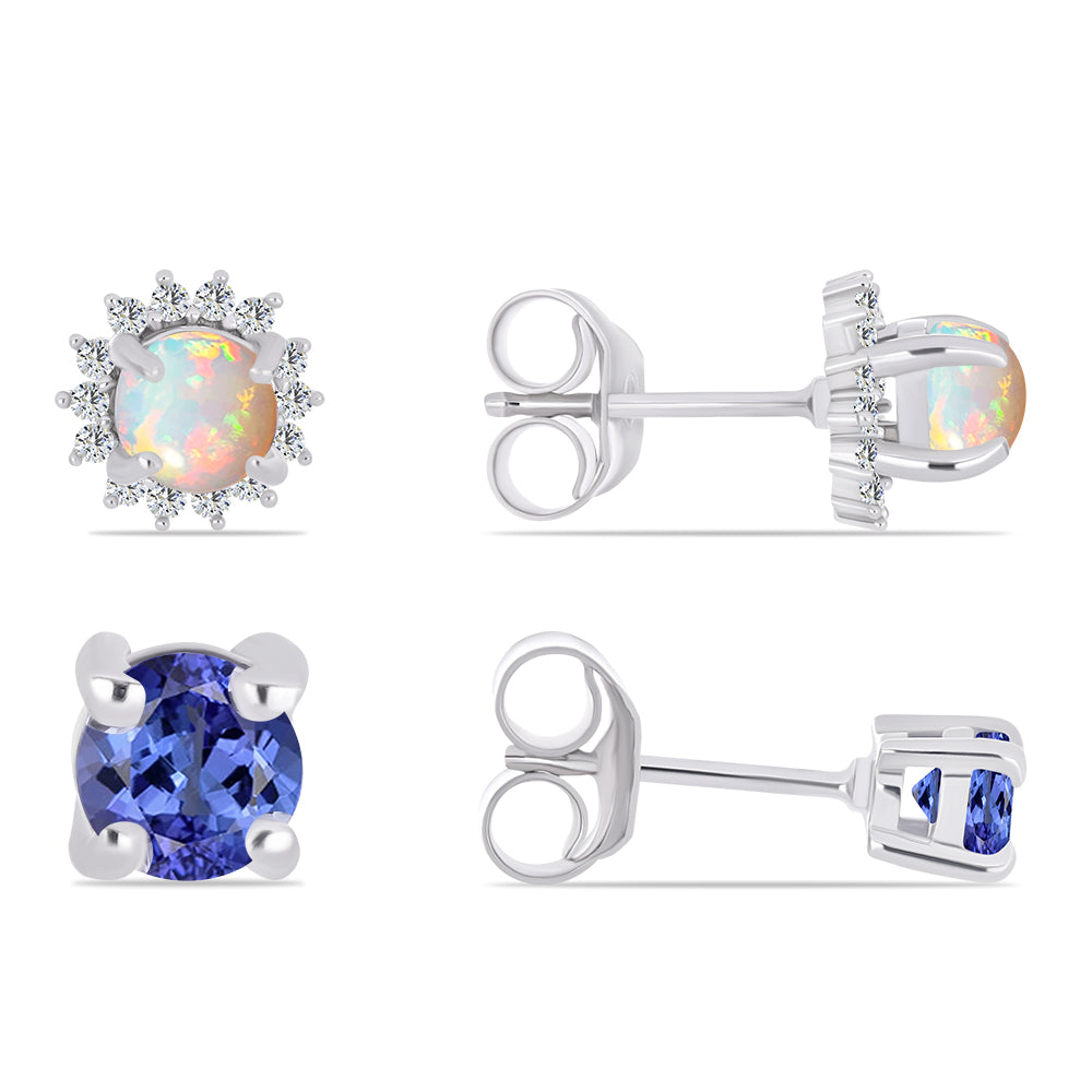 Conjunto de Plata con Tanzanita y Ópalo Etíope de Lega Dembi ( Pendientes ) 1 