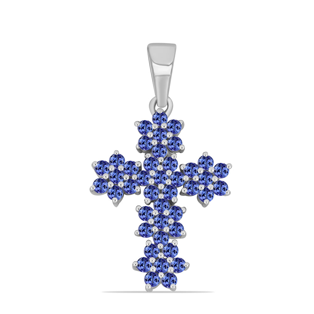 Cruz Colgante de Plata con Tanzanita