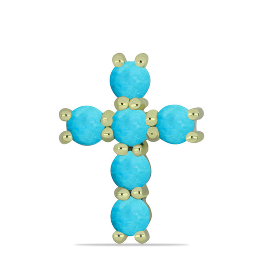Cruz Colgante de Plata Bañada en Oro con Turquesa Bella Durmiente