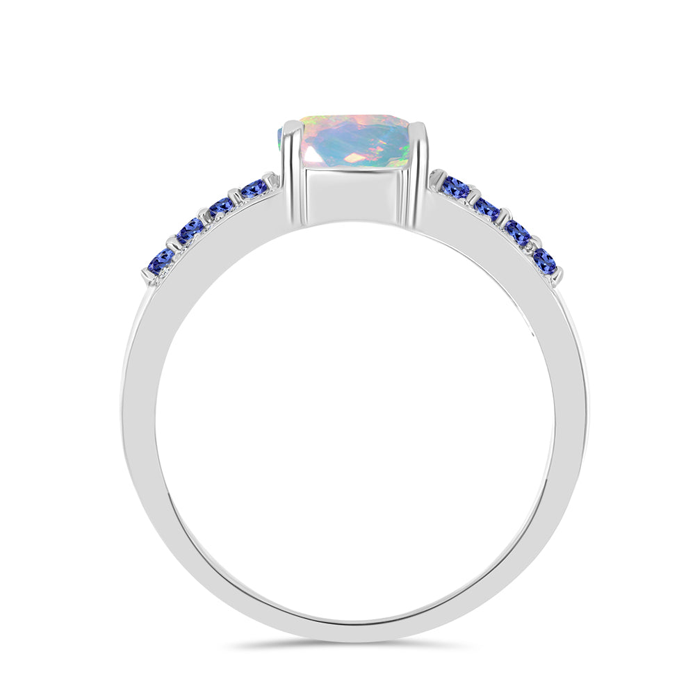 Anillo de Plata con Tanzanita y Ópalo Etíope de Lega Dembi