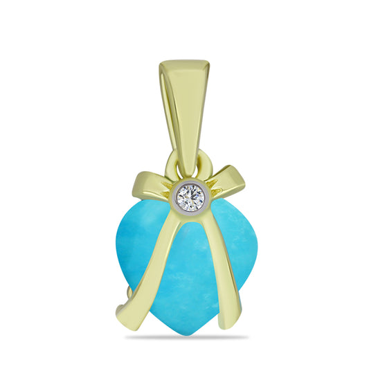 Colgante de Plata Bañada en Oro con Turquesa Bella Durmiente y Topacio Blanco
