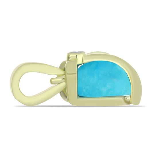 Colgante de Plata Bañada en Oro con Turquesa Bella Durmiente y Topacio Blanco