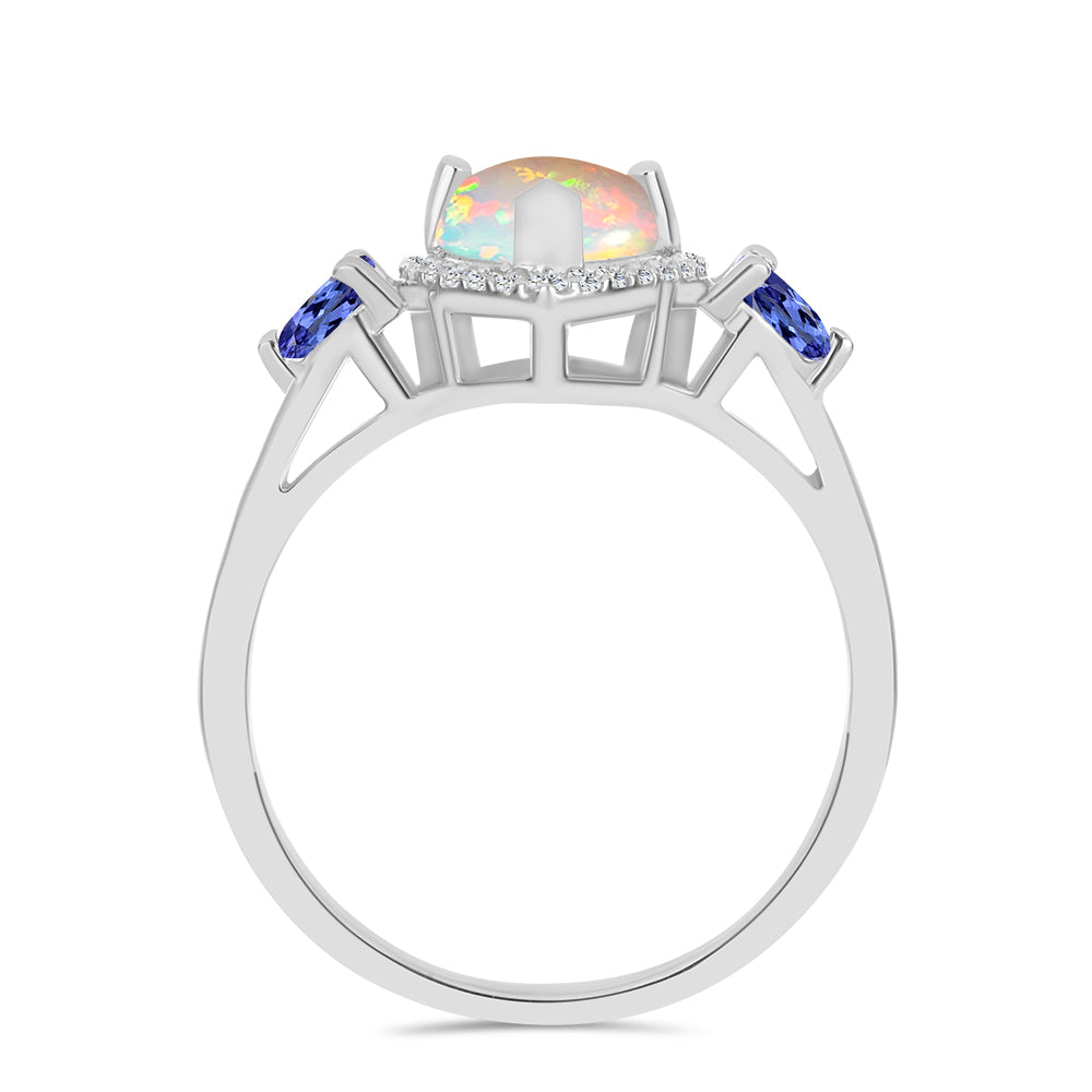 Anillo de Plata con Tanzanita y Ópalo Etíope de Lega Dembi
