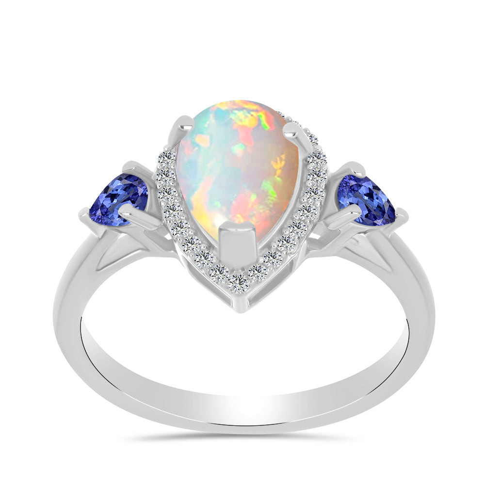 Anillo de Plata con Tanzanita y Ópalo Etíope de Lega Dembi