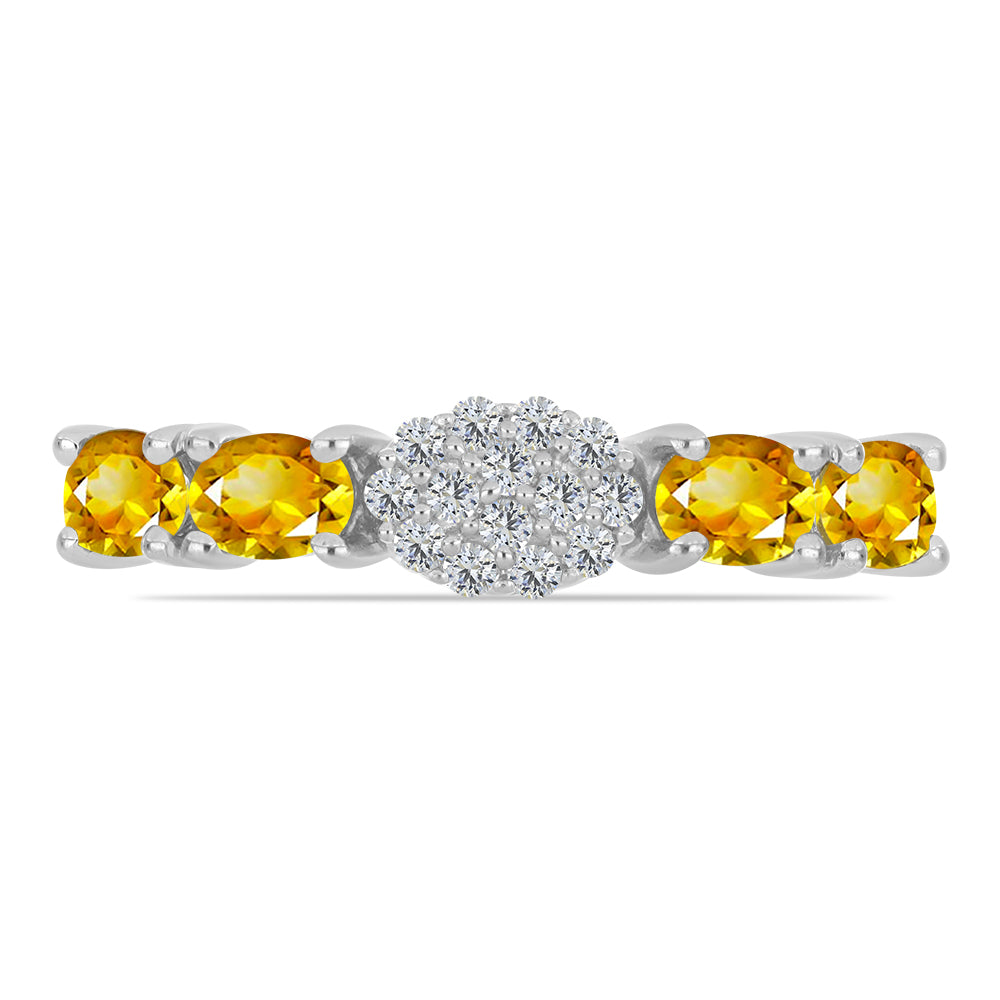 Anillo de Plata con Citrino de los Montes Urales y Topacio Blanco