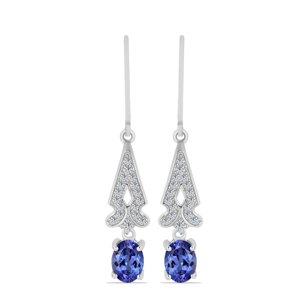 Pendientes de Plata con Tanzanita y Topacio Blanco 1 