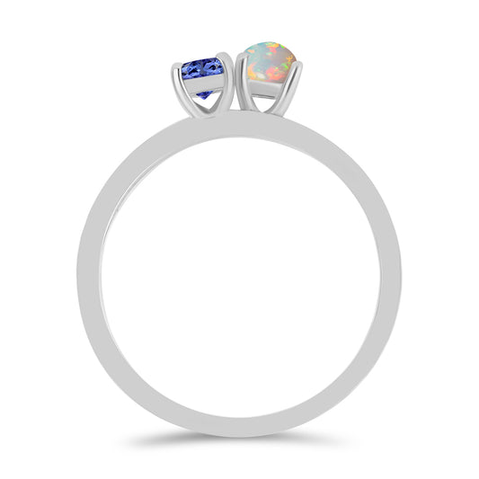 Conjunto de Plata con Tanzanita y Ópalo Etíope de Lega Dembi ( Anillo )