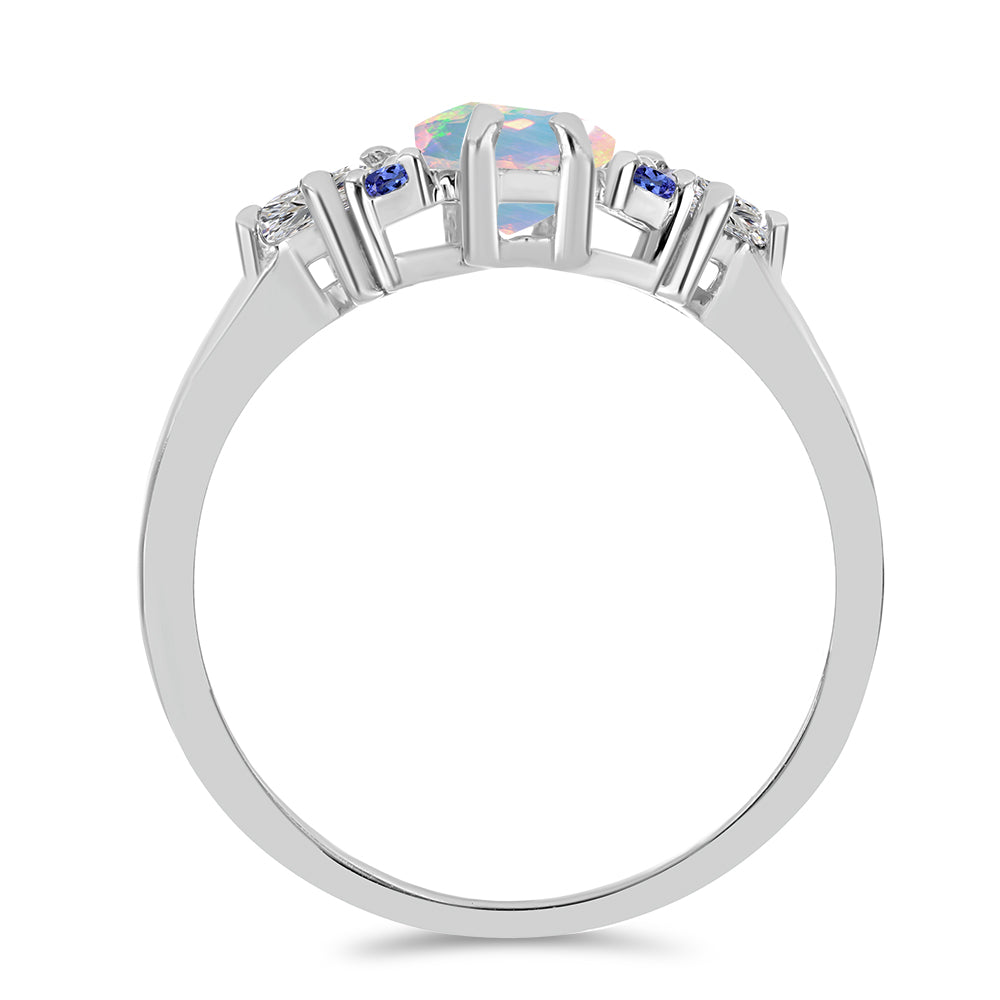 Anillo de Plata con Tanzanita y Ópalo Etíope de Lega Dembi 2 