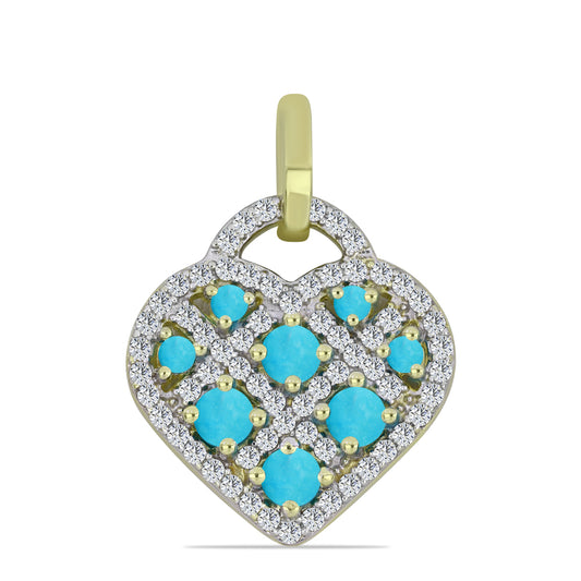 Colgante de Plata Bañada en Oro con Turquesa Bella Durmiente y Topacio Blanco