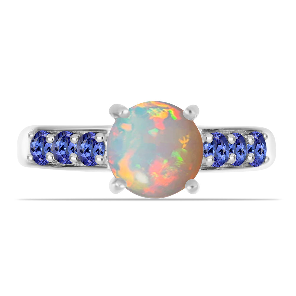 Anillo de Plata con Tanzanita y Ópalo Etíope de Lega Dembi 1 