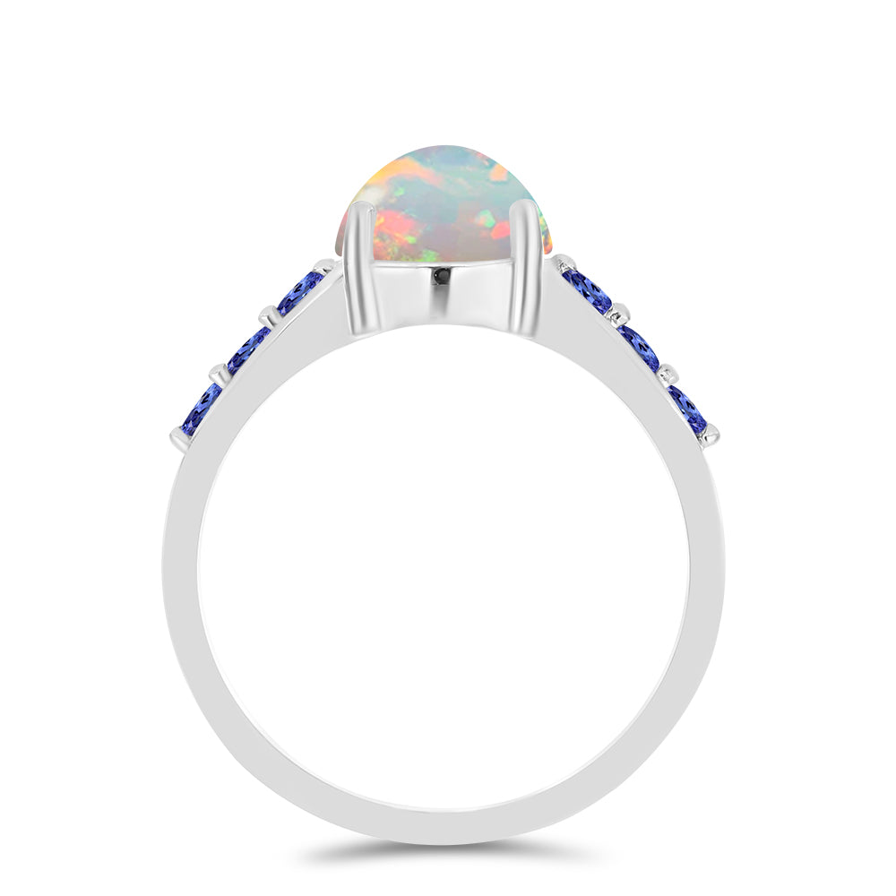 Anillo de Plata con Tanzanita y Ópalo Etíope de Lega Dembi
