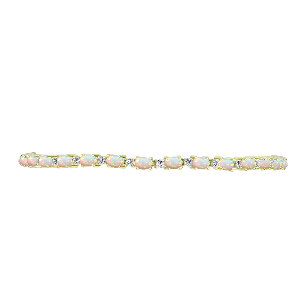 Pulsera de Plata Bañada en Oro con Ópalo Etíope de Lega Dembi y Topacio Blanco 2 