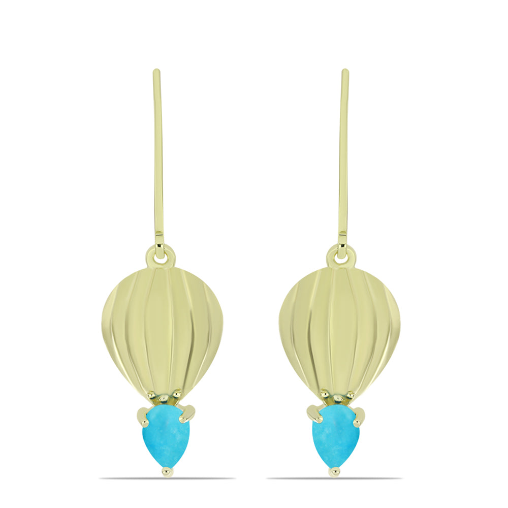 Pendientes de Plata Bañada en Oro con Turquesa Bella Durmiente