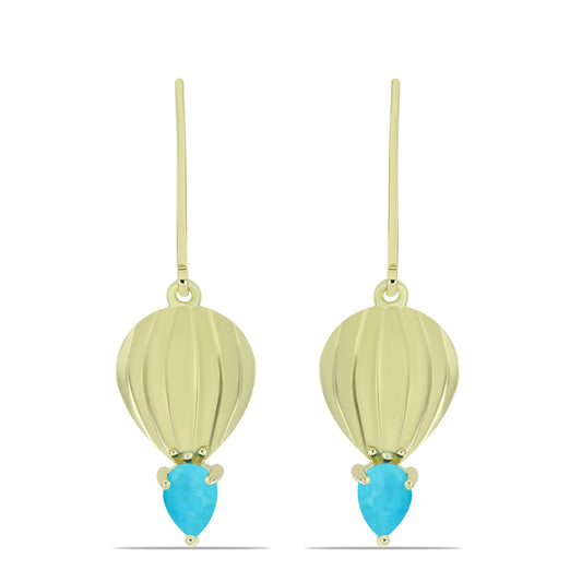 Pendientes de Plata Bañada en Oro con Turquesa Bella Durmiente