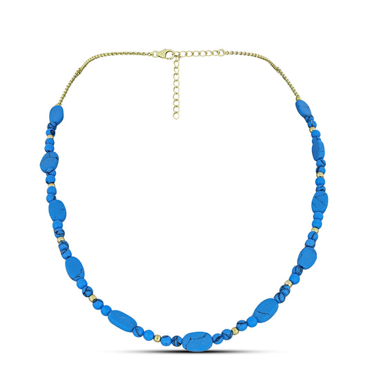 Collar de Plata Bañada en Oro con Turquesa Bella Durmiente