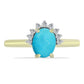 Anillo de Plata Bañada en Oro con Turquesa Bella Durmiente y Topacio Blanco