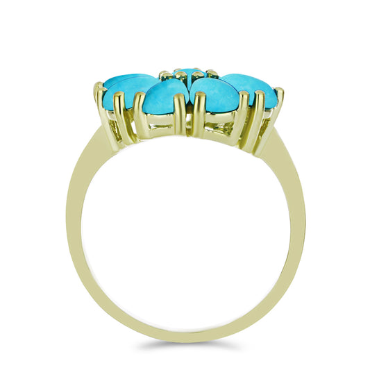 Anillo de Plata Bañada en Oro con Turquesa Bella Durmiente