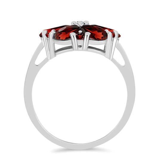 Anillo de Plata con Granate Barton y Topacio Blanco