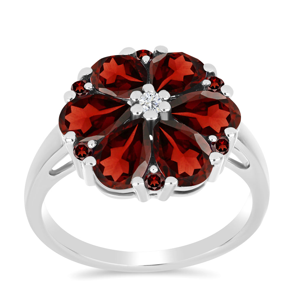 Anillo de Plata con Granate Barton y Topacio Blanco 3 