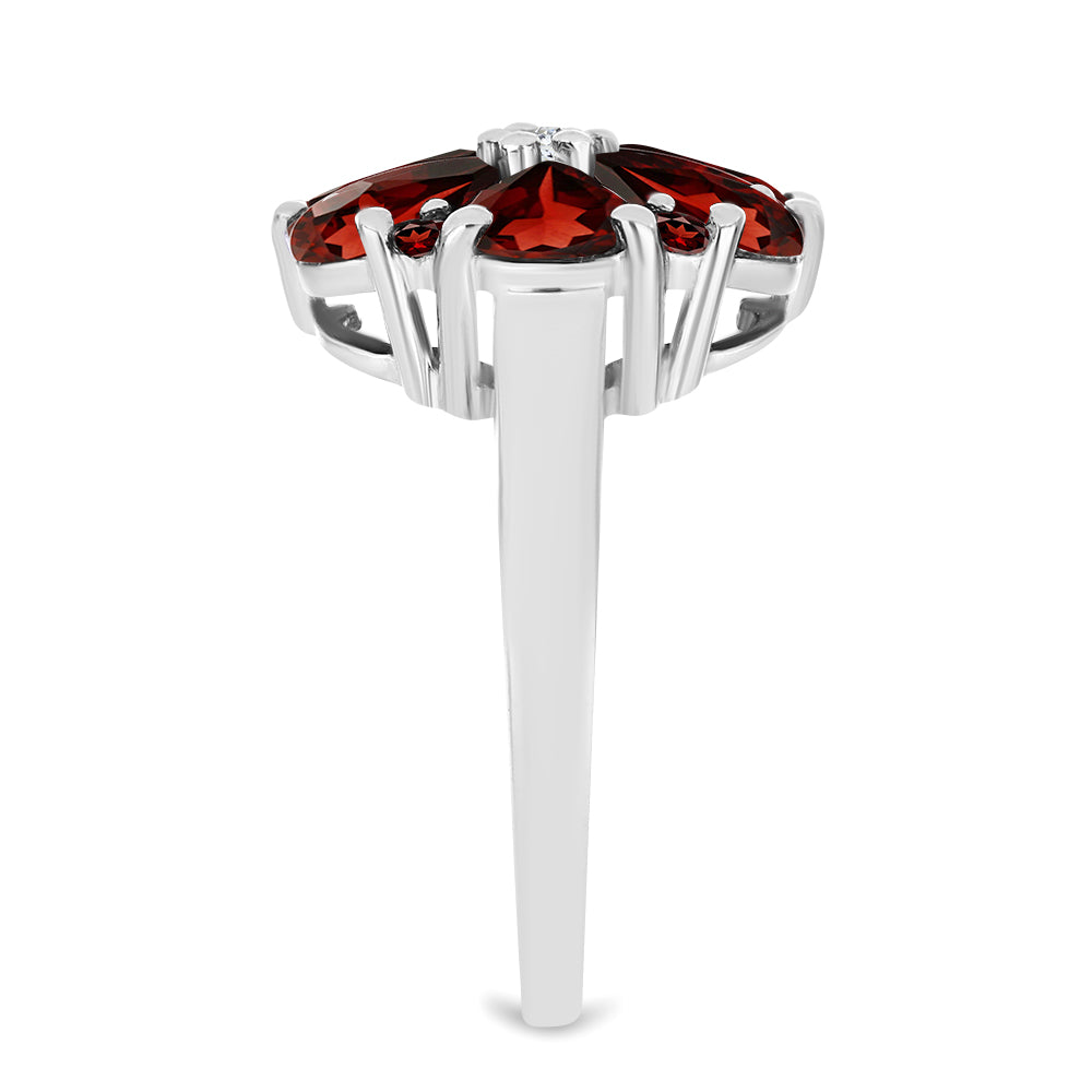 Anillo de Plata con Granate Barton y Topacio Blanco 4 
