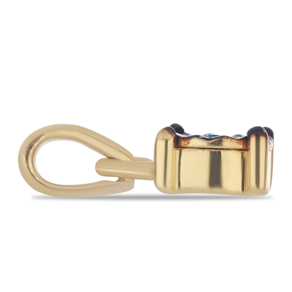 Colgante de Plata Bañada en Oro con Diamante Azul