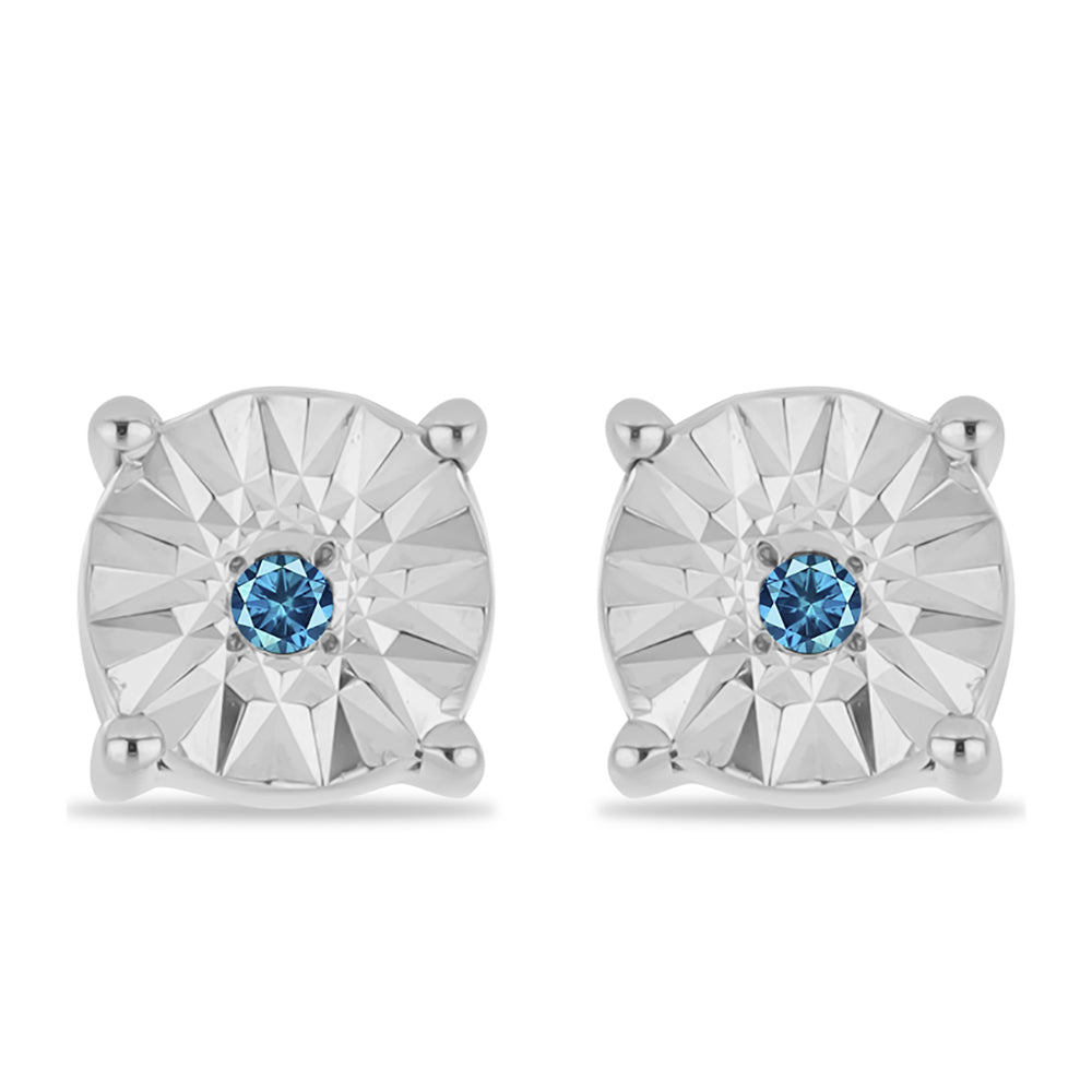 Pendientes de Plata con Diamante Azul