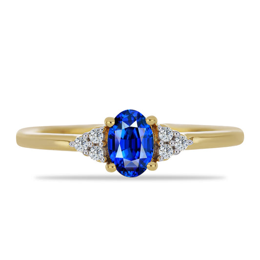 Anillo de Plata Bañada en Oro con Zafiro Azul Australiano y Topacio Blanco