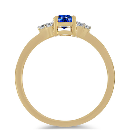 Anillo de Plata Bañada en Oro con Zafiro Azul Australiano y Topacio Blanco