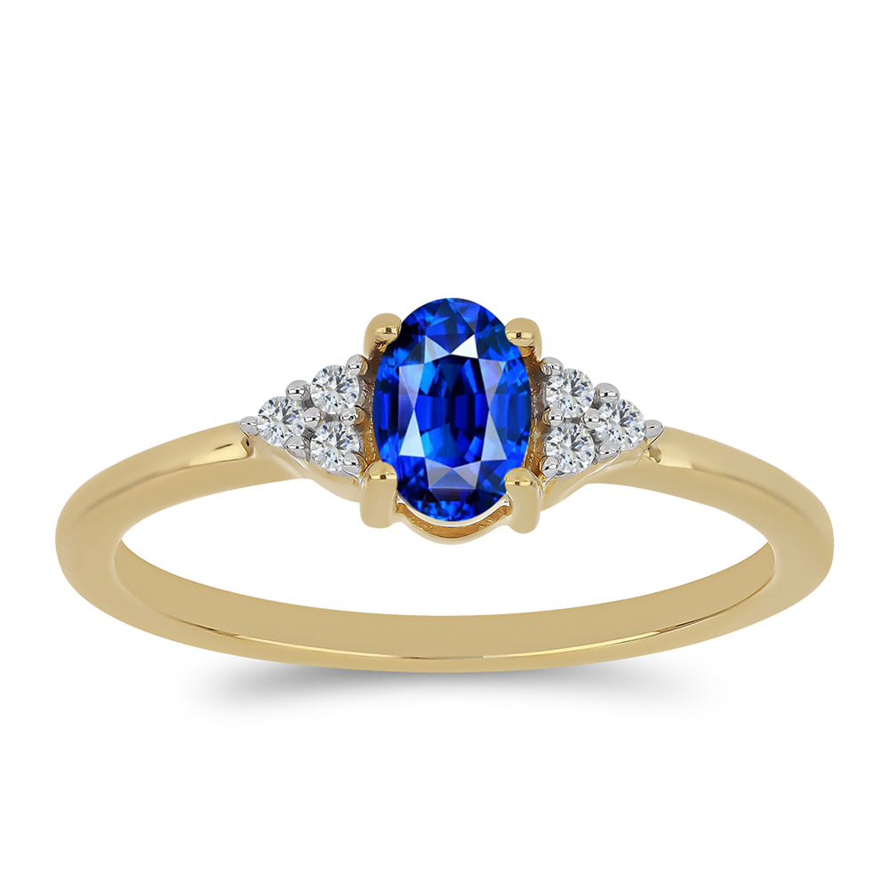 Anillo de Plata Bañada en Oro con Zafiro Azul Australiano y Topacio Blanco 3 