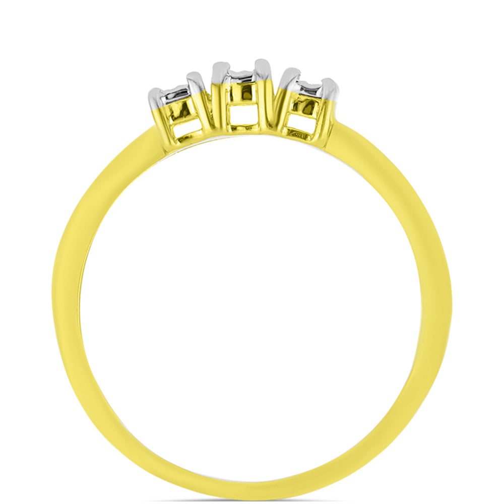 Anillo de Plata Bañada en Oro con Diamante blanco 2 