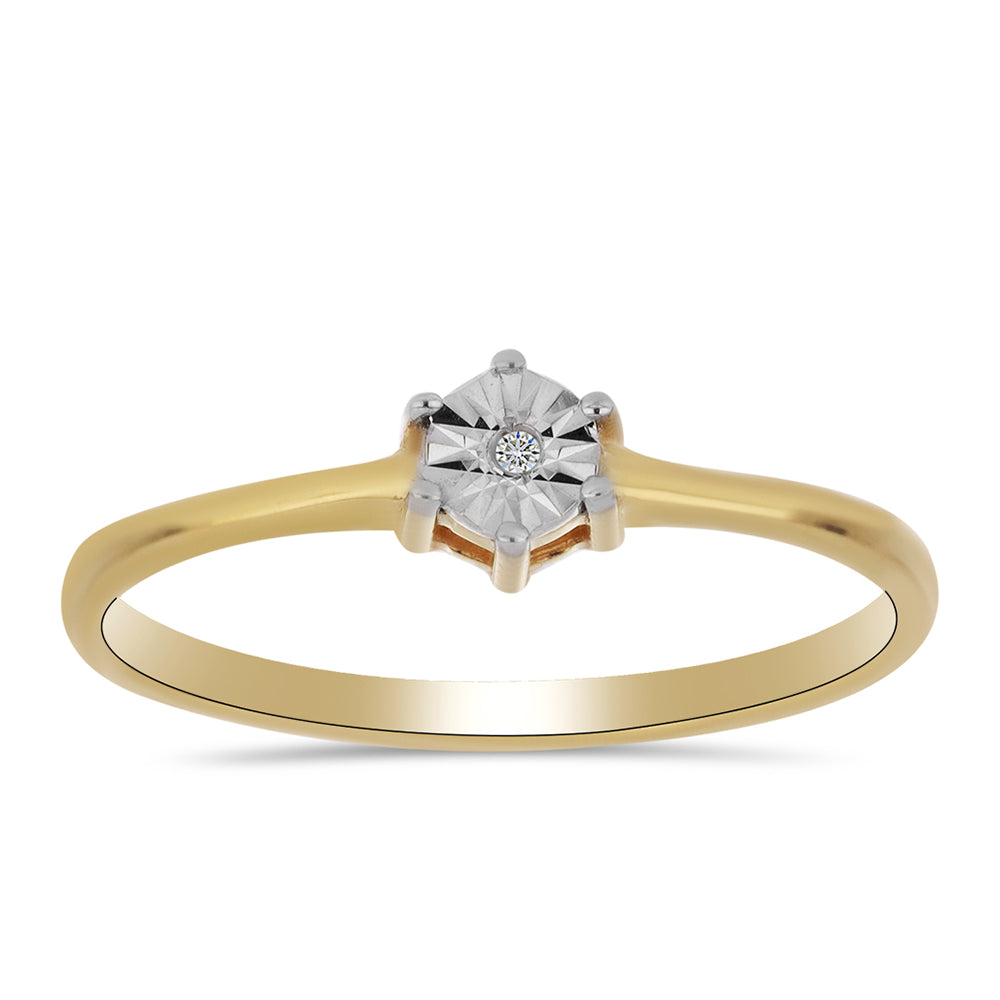 Anillo de Plata Bañada en Oro con Diamante blanco 3 