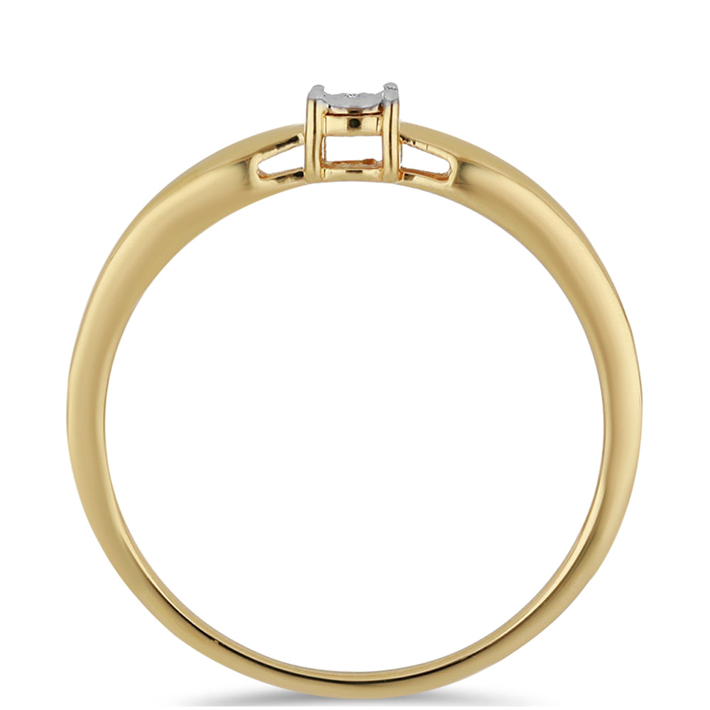 Anillo de Plata Bañada en Oro con Diamante blanco